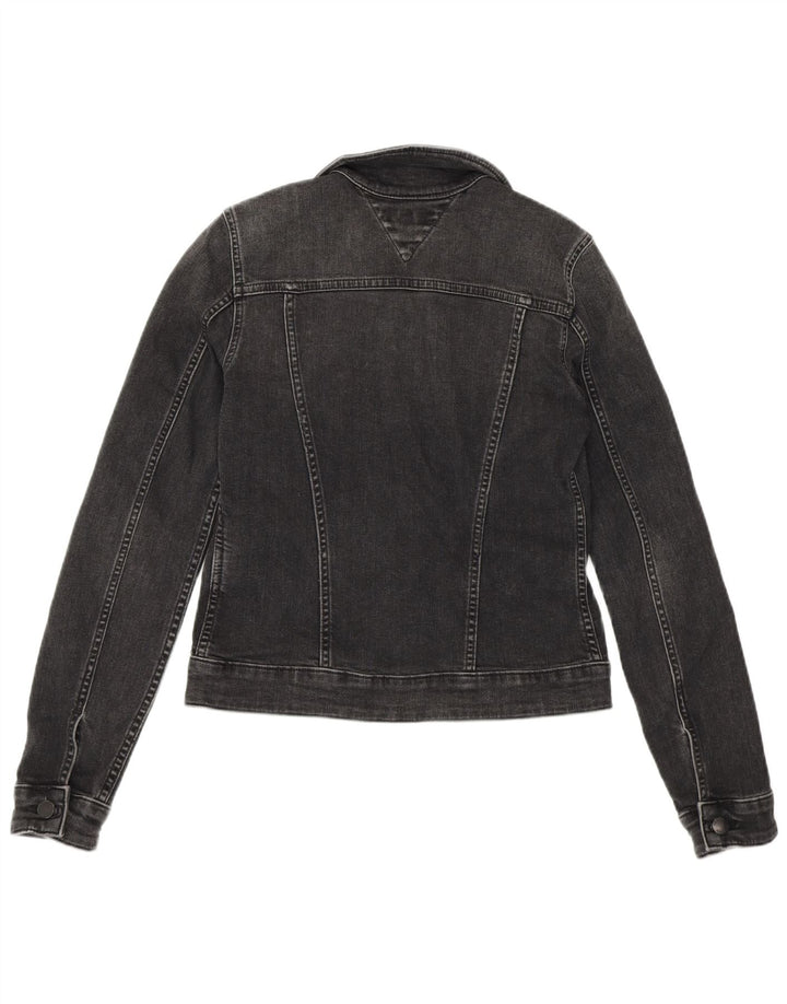 Tommy Hilfiger Womens Crop Denim Jacket US 6 Medium Grey Cotton