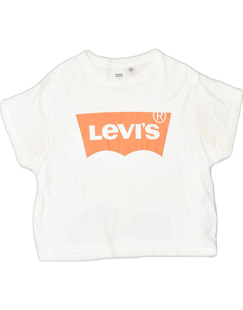 LEVI'S Womens Oversized Graphic T-Shirt Top UK 10 Small White | Vintage | Thrift | Second-Hand | Used Clothing | Messina Hembry 