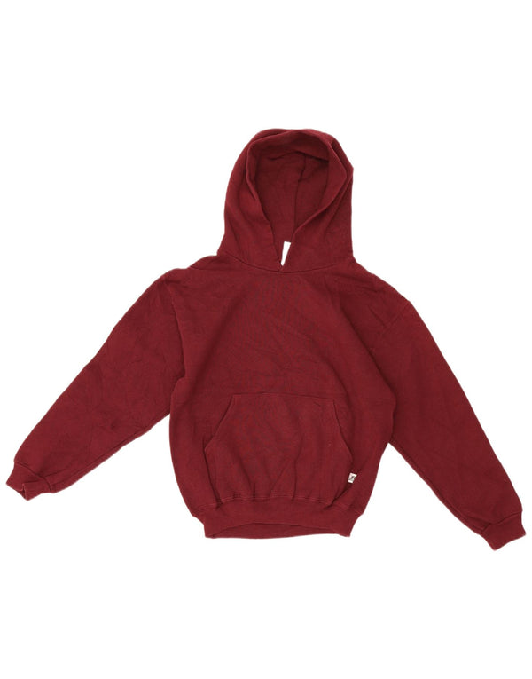Russell Athletic Girls Hoodie Jumper 10-11 Years Medium Burgundy Cotton