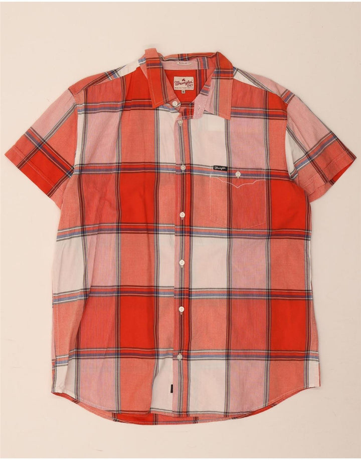 Wrangler Mens Short Sleeve Regular Fit Shirt XL Red Check Cotton