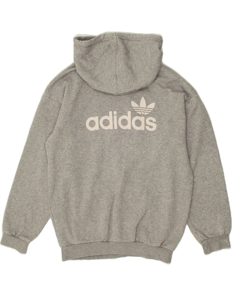 ADIDAS Womens Oversized Graphic Hoodie Jumper UK 4 XS  Grey Cotton | Vintage Adidas | Thrift | Second-Hand Adidas | Used Clothing | Messina Hembry 