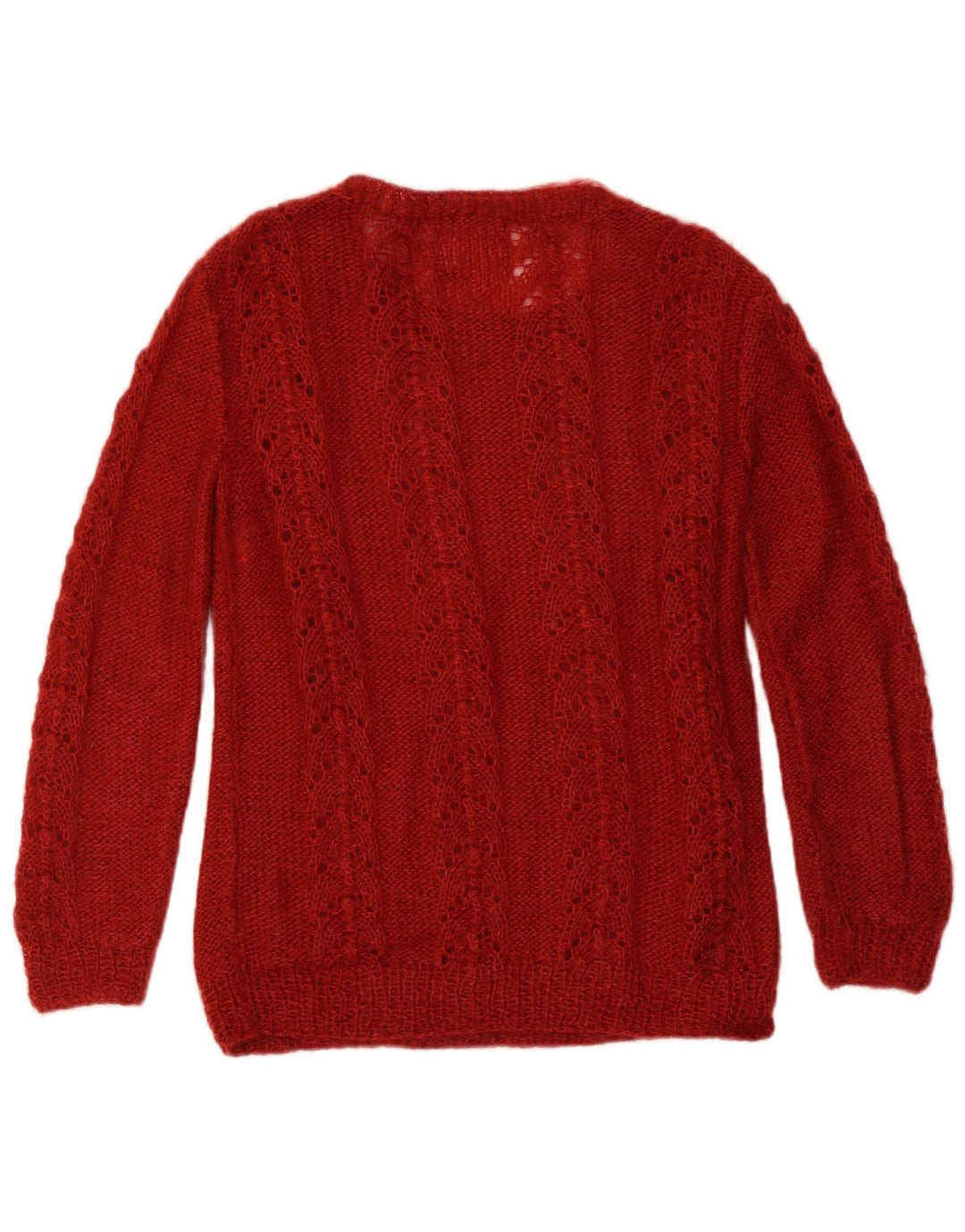 Vintage Womens Abstract Pattern Crew Neck Jumper Sweater UK 12 Medium Burgu