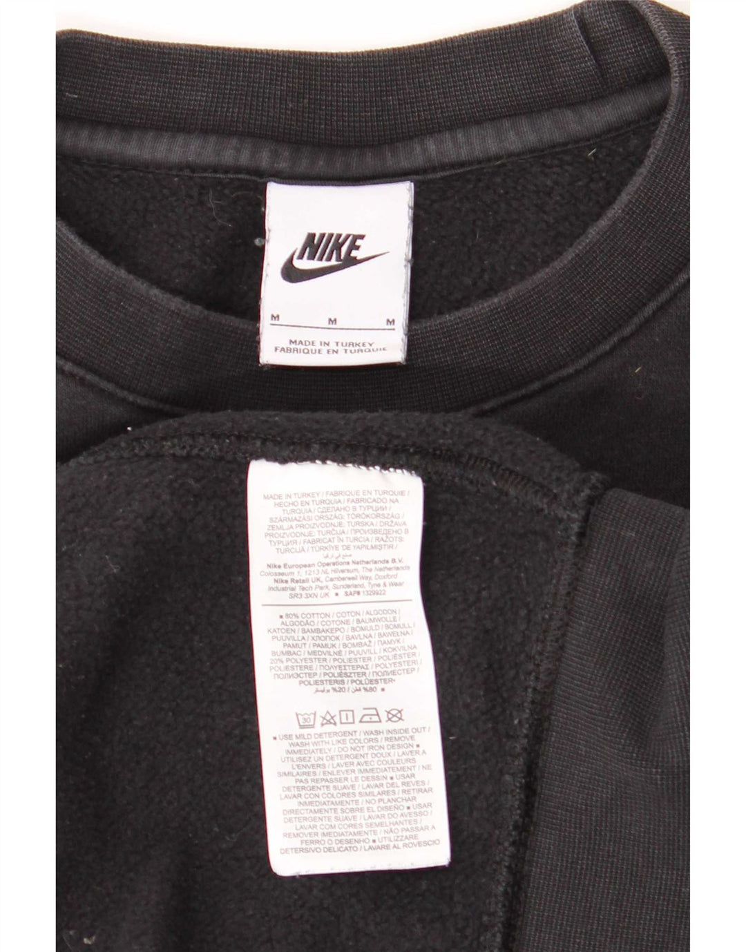 Nike Mens Graphic Sweatshirt Jumper Medium Black Cotton