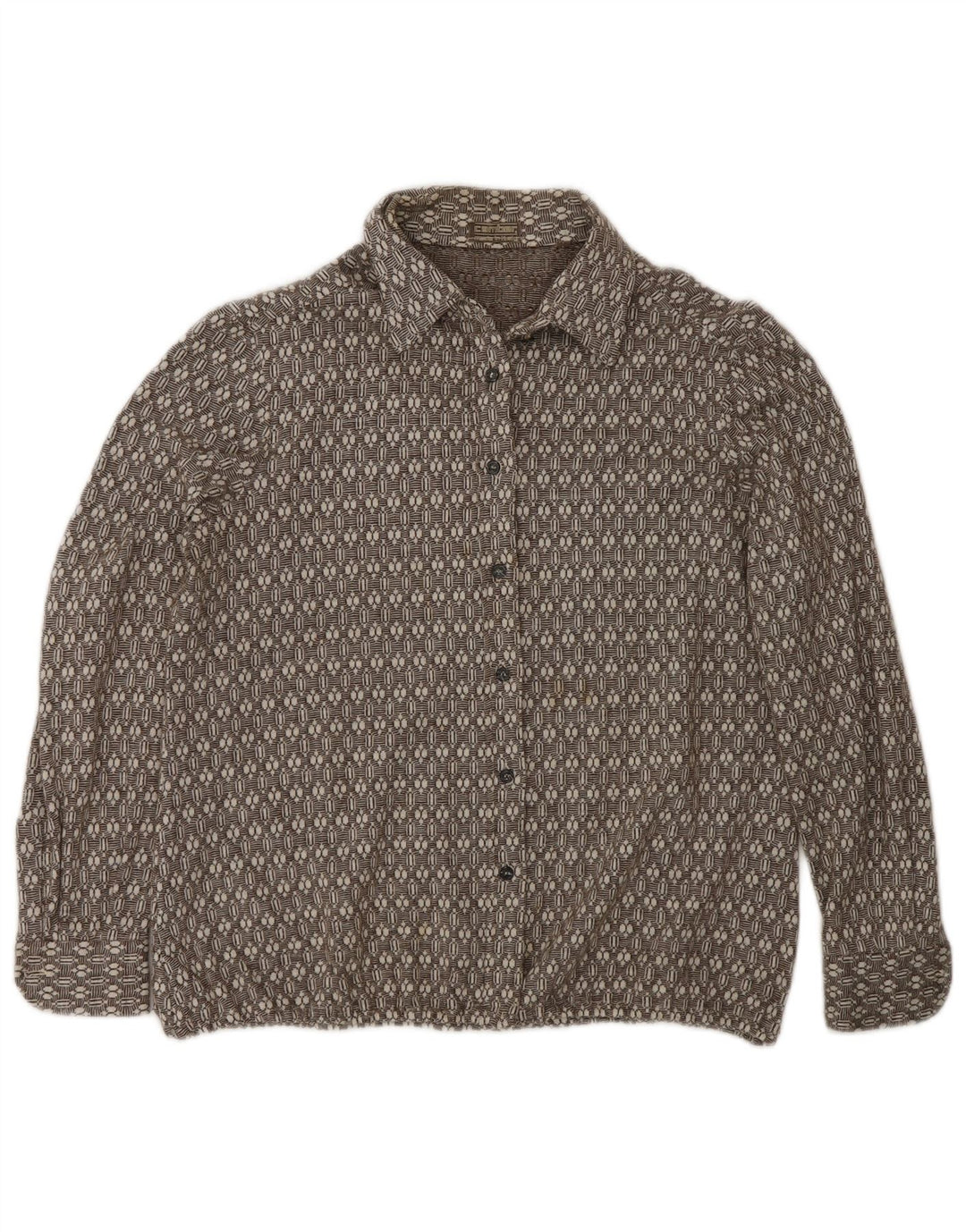 Camber Womens Flannel Shirt UK 16 Large Brown Geometric