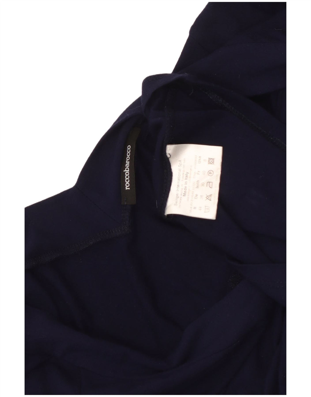 ROCCOBAROCCO Womens Crop Top Long Sleeve US 8 Medium Navy Blue Viscose