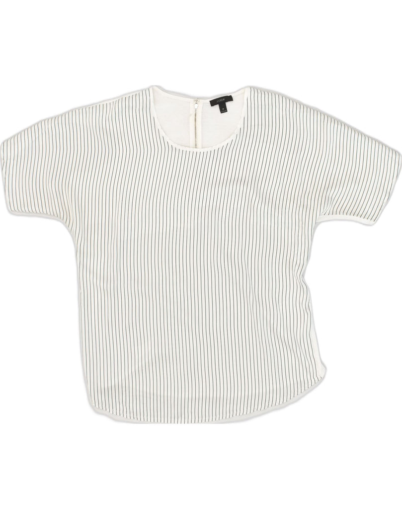 J. CREW Womens Loose Fit Blouse Top UK 14 Medium White Striped Polyester | Vintage J. Crew | Thrift | Second-Hand J. Crew | Used Clothing | Messina Hembry 