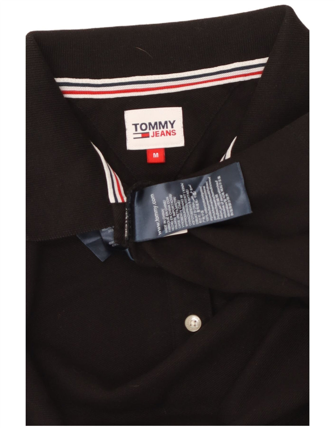 TOMMY HILFIGER Womens Polo Shirt UK 14 Medium Black Cotton
