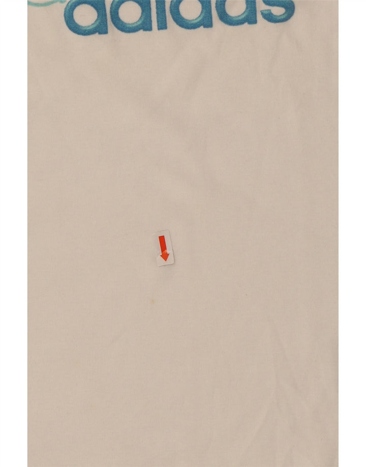 ADIDAS Womens Crop Graphic T-Shirt Top UK 10 Small White Cotton