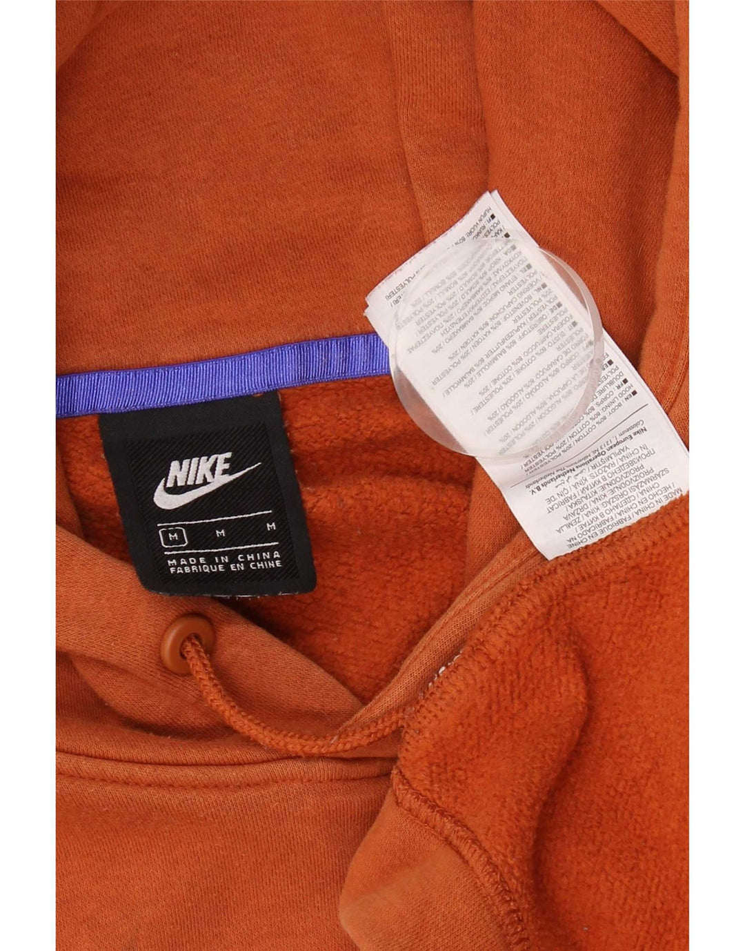 Nike Womens Oversized Hoodie Jumper UK 14 Medium Orange Cotton