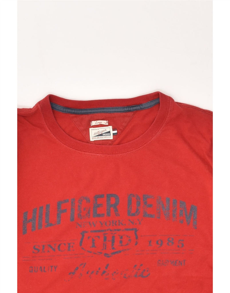 TOMMY HILFIGER Mens Graphic Top Long Sleeve Large Red Cotton | Vintage Tommy Hilfiger | Thrift | Second-Hand Tommy Hilfiger | Used Clothing | Messina Hembry 