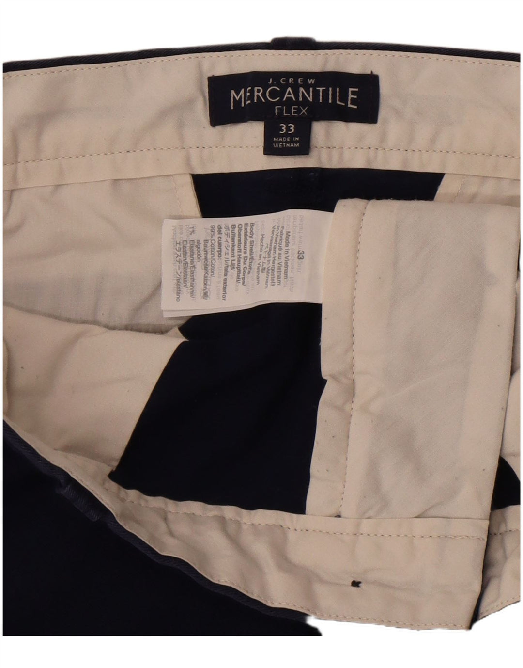 J. Crew Mens Flex Regular Fit Chino Shorts W33 Medium Navy Blue Cotton
