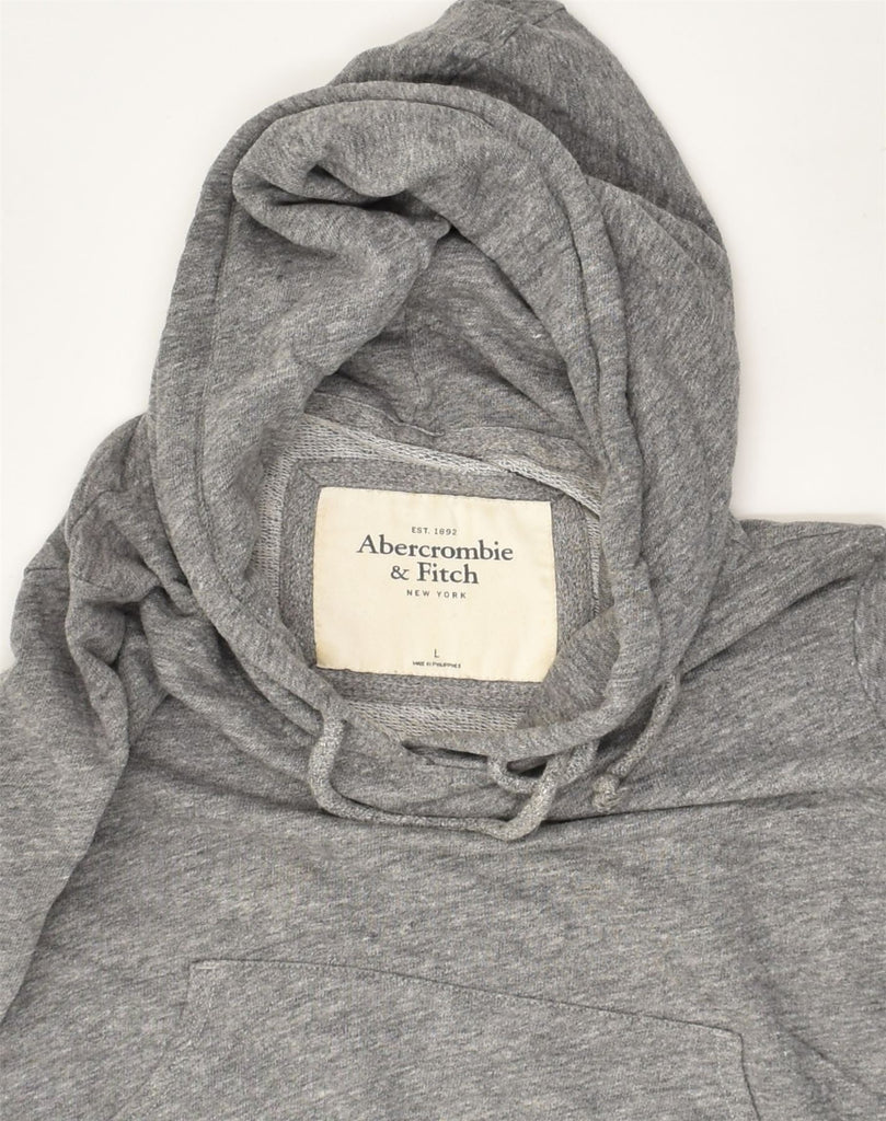 ABERCROMBIE & FITCH Womens Crop Hoodie Jumper UK 16 Large Grey | Vintage Abercrombie & Fitch | Thrift | Second-Hand Abercrombie & Fitch | Used Clothing | Messina Hembry 