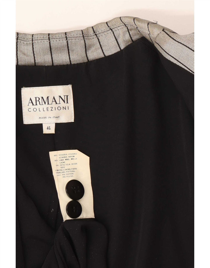 Armani Collezioni Womens 2 Button Blazer Jacket IT 46 Large Grey Pinstripe
