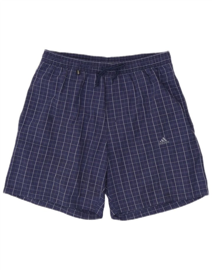 ADIDAS Mens Swimming Shorts Large Blue Check Polyester