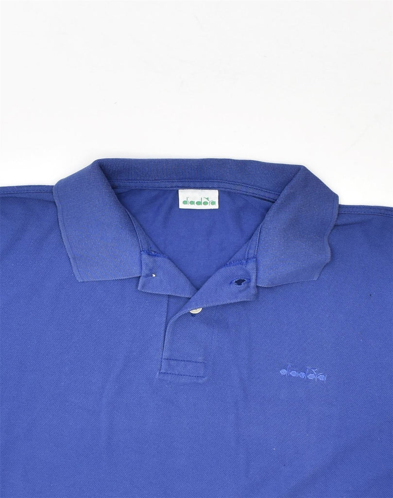 DIADORA Mens Polo Shirt Medium Blue Cotton | Vintage Diadora | Thrift | Second-Hand Diadora | Used Clothing | Messina Hembry 