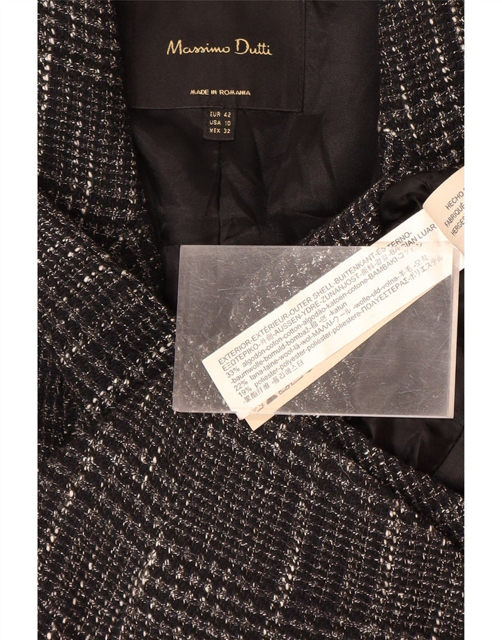 MASSIMO DUTTI Womens Blazer Jacket EU 42 Large Grey Check Cotton