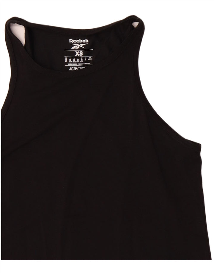 REEBOK Womens Graphic Vest Top UK 4/6 XS Black