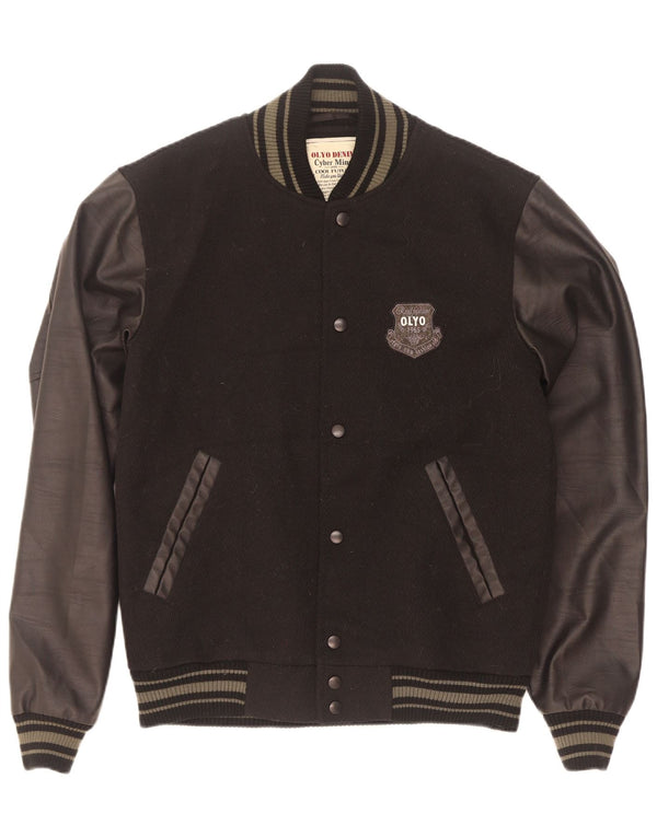 Vintage Mens Varsity Jacket UK 42 XL Black Nylon