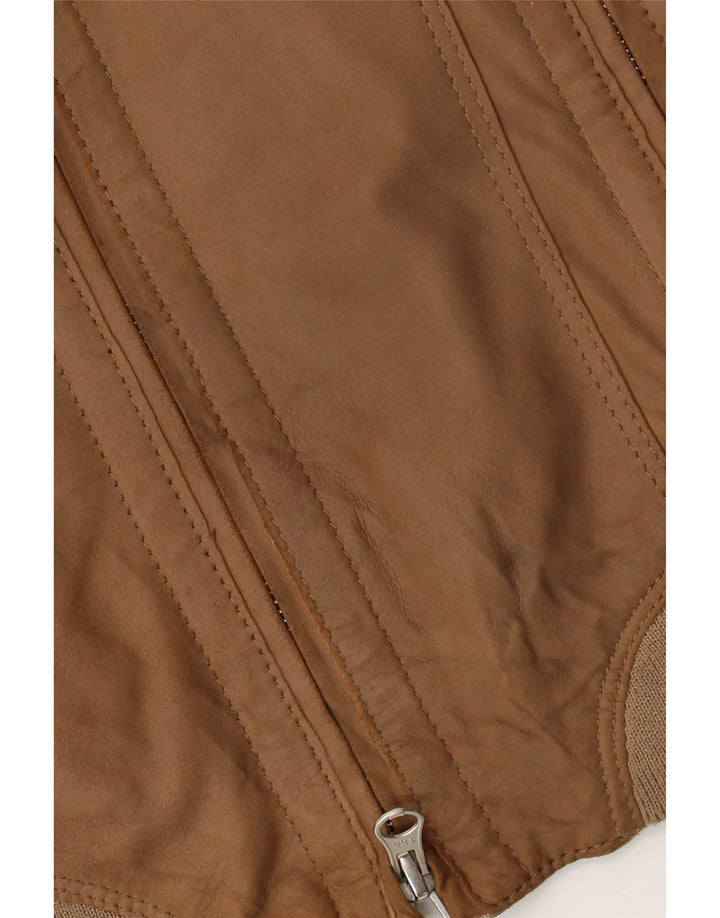 Vintage Womens Suede Bomber Jacket IT 42 Medium Brown Leather