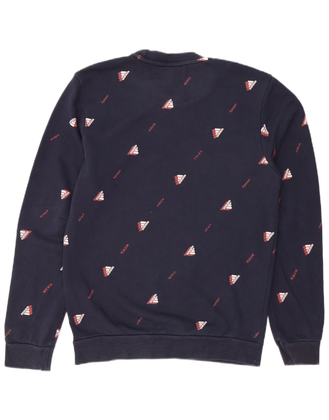 ADIDAS Mens Graphic Sweatshirt Jumper Small Navy Blue