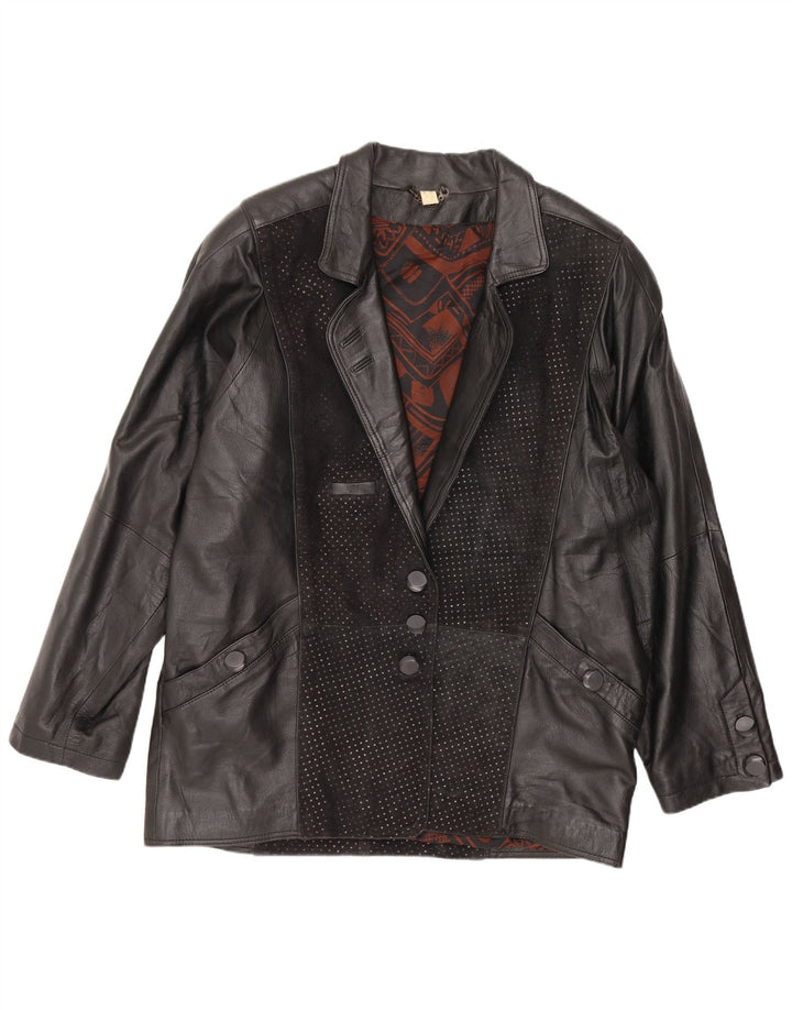 Vintage Womens Leather Jacket UK 14 Medium Black Leather