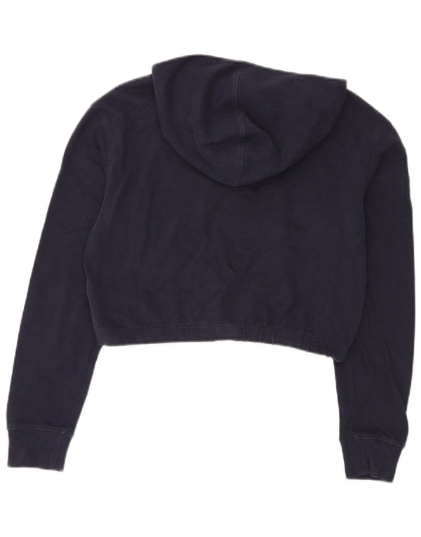 Tommy Hilfiger Womens Crop Graphic Hoodie Jumper UK 6 XS Navy Blue Cotton