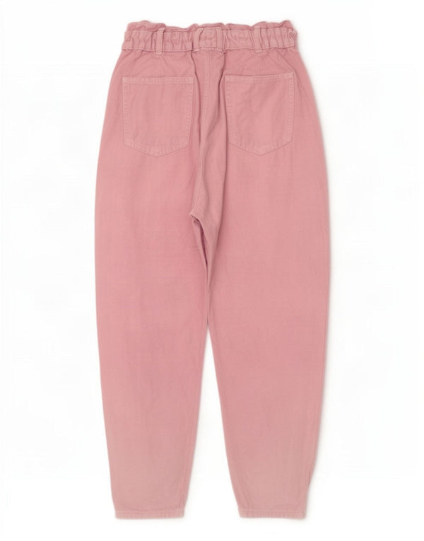 Zara Womens Crop High Waist Tapered Jeans EU 38 Small W28 L25 Pink