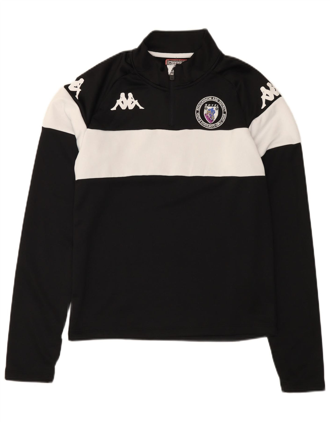 KAPPA Mens Graphic Zip Neck Pullover Tracksuit Top Small Black Colourblock