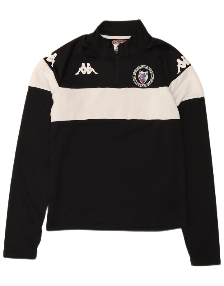KAPPA Mens Graphic Zip Neck Pullover Tracksuit Top Small Black Colourblock
