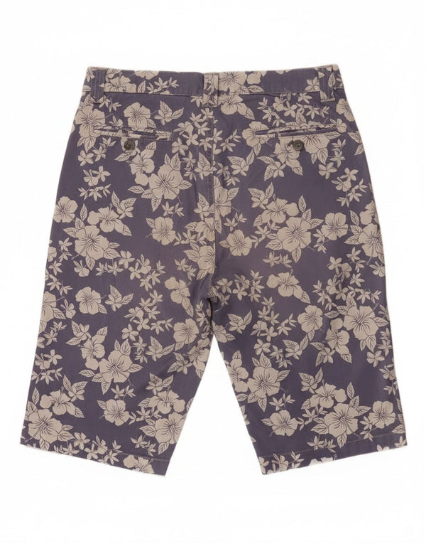 Jeckerson Mens Bermuda Shorts W31 Medium Blue Floral Cotton
