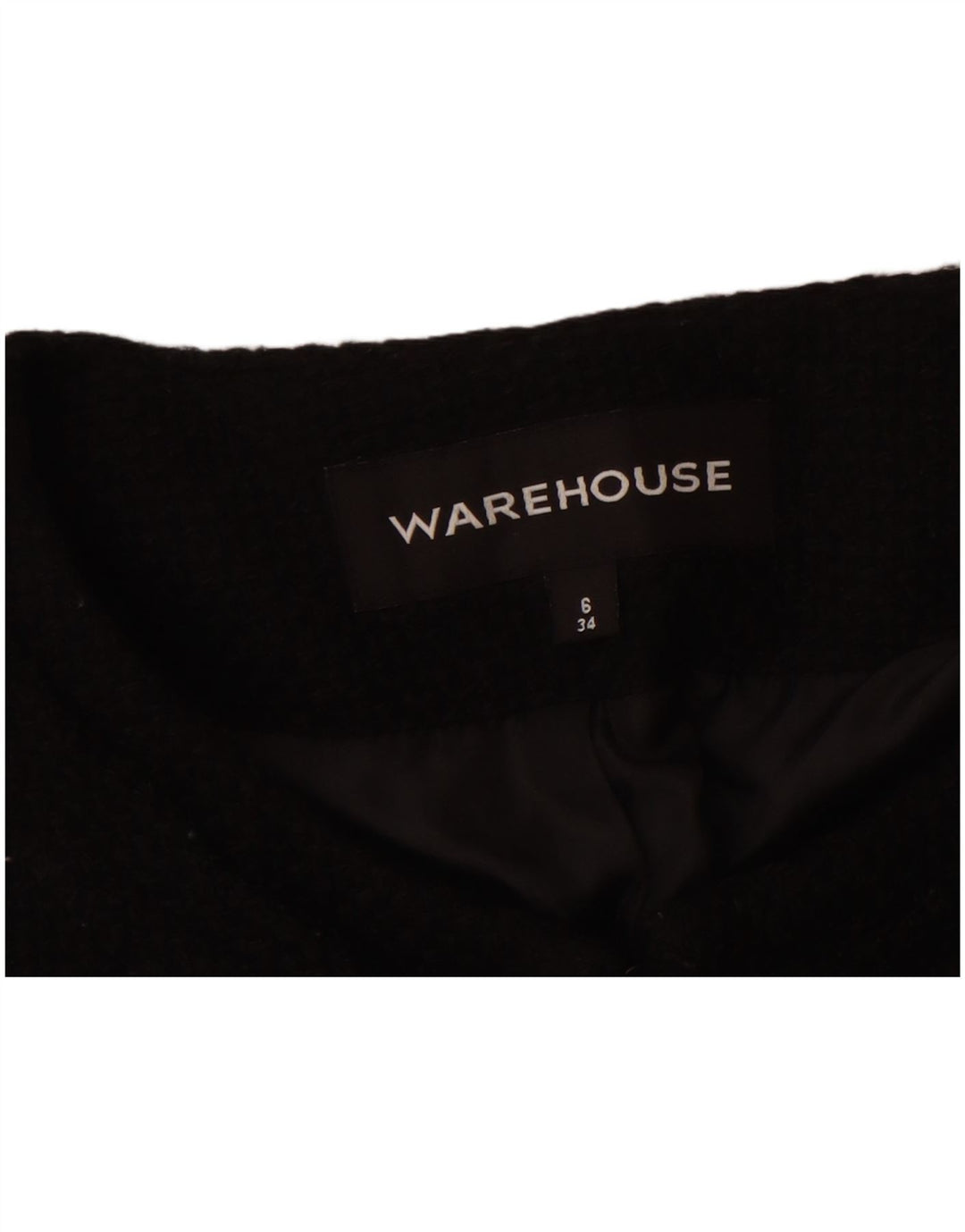 WAREHOUSE Womens Crop Blazer Jacket UK 6 XS Black Polyester