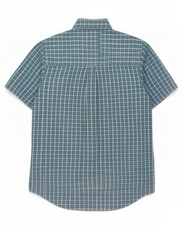 Chaps Mens Short Sleeve Shirt Small Blue Check Cotton