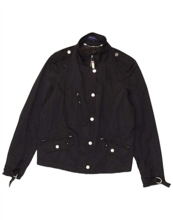 Trussardi Jeans Womens Military Jacket IT 48 XL Black Polyester
