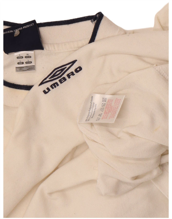 Umbro Mens Graphic T-Shirt Top Large Off White Polyester
