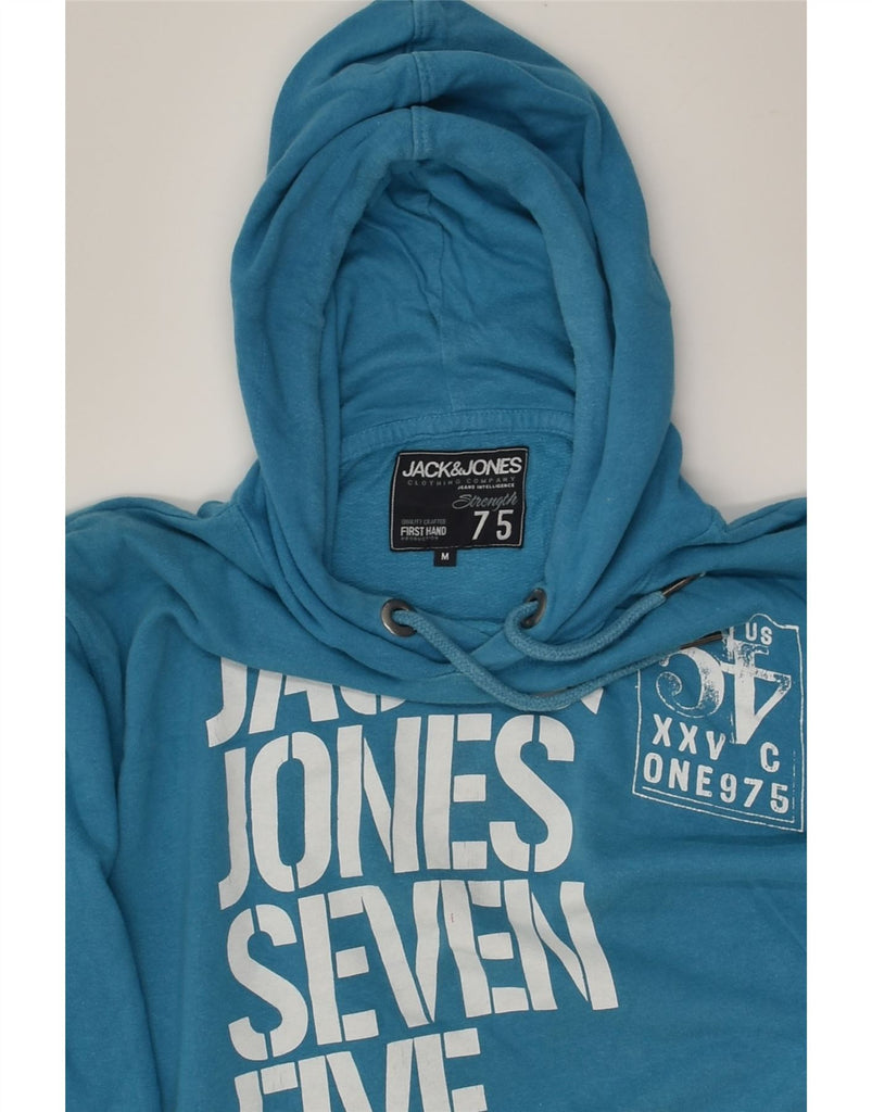 JACK & JONES Mens Graphic Hoodie Jumper Medium Blue | Vintage Jack & Jones | Thrift | Second-Hand Jack & Jones | Used Clothing | Messina Hembry 