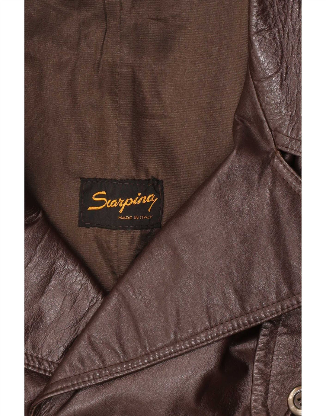 Vintage Mens Leather Double Breasted Coat IT 56 2XL Brown Classic