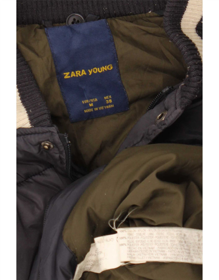 Zara Boys Graphic Padded Jacket 13-14 Years Medium Navy Blue Colourblock