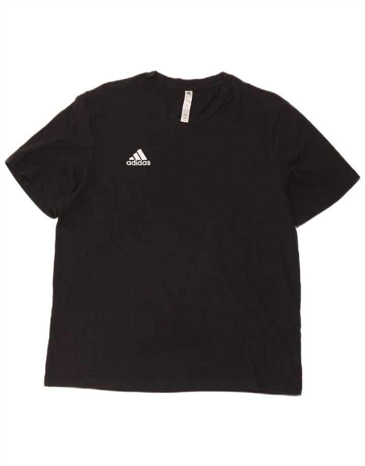 Adidas Mens T-Shirt Top Large Black Cotton