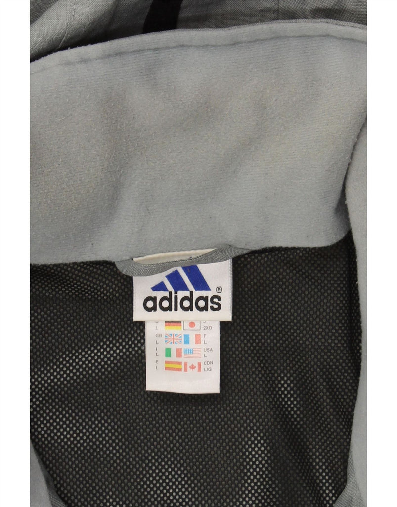 ADIDAS Mens Hooded Rain Jacket UK 40 Large Grey Polyamide Vintage Adidas and Second-Hand Adidas from Messina Hembry 