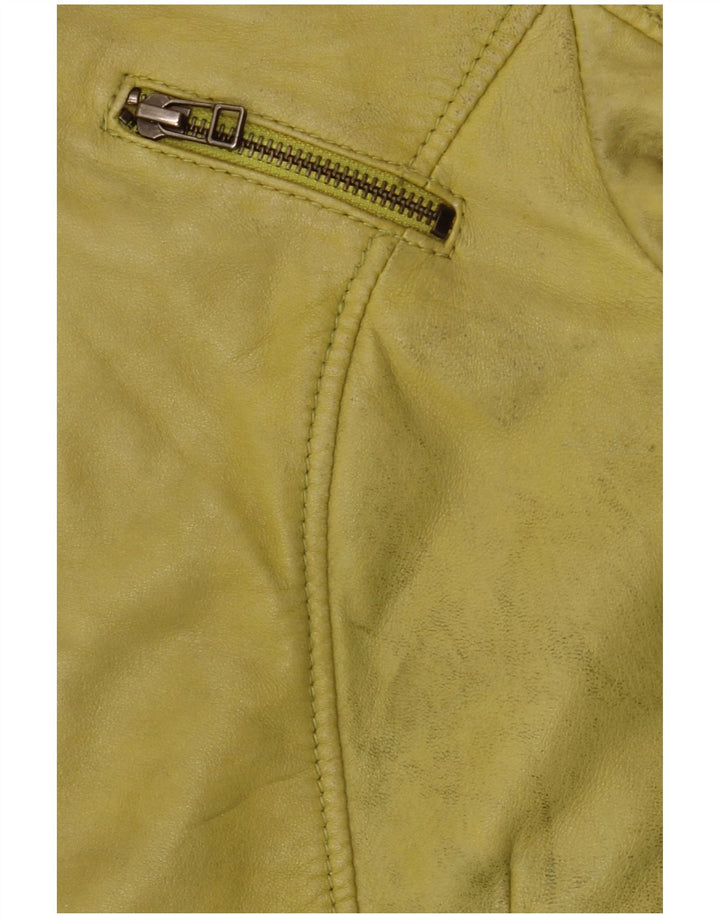 Freaky Nation Womens Leather Jacket UK 10 Small Green Leather