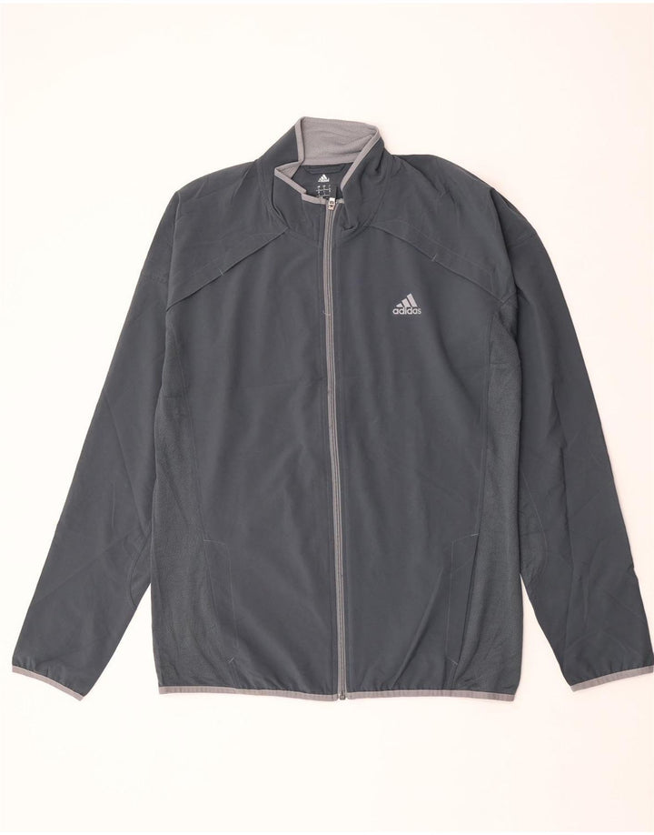 Adidas Mens Climalite Tracksuit Top Jacket Large Grey Polyester