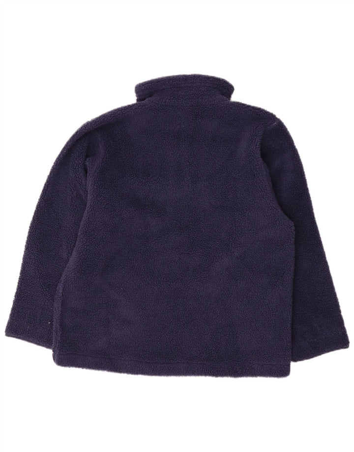 VINTAGE Womens Zip Neck Fleece Jumper UK 16 Large Navy Blue Fair Isle