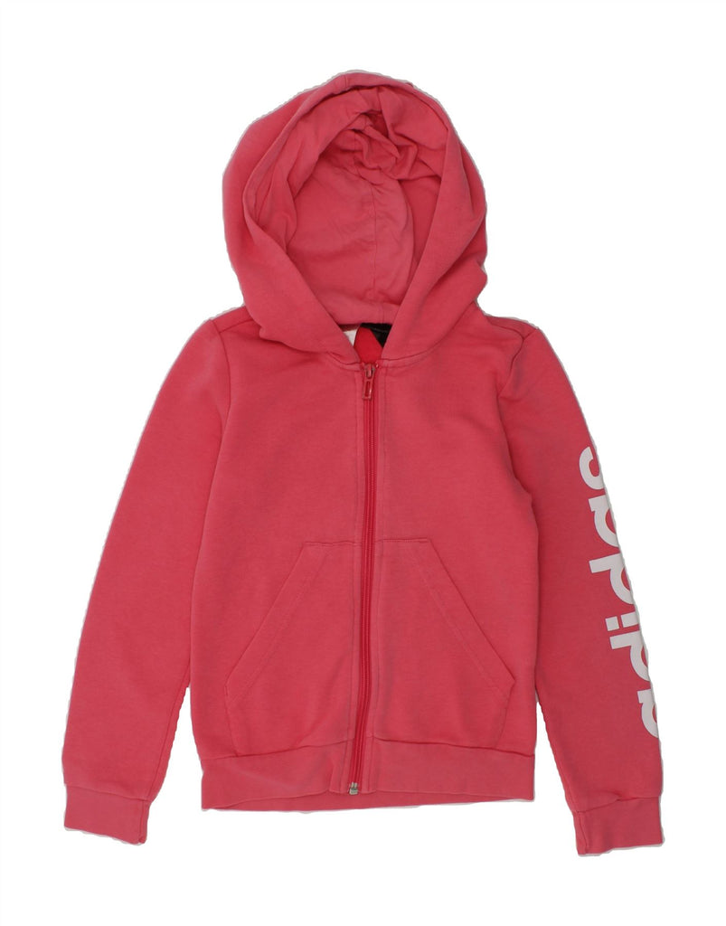 ADIDAS Girls Graphic Zip Hoodie Sweater 7-8 Years Pink Cotton | Vintage Adidas | Thrift | Second-Hand Adidas | Used Clothing | Messina Hembry 