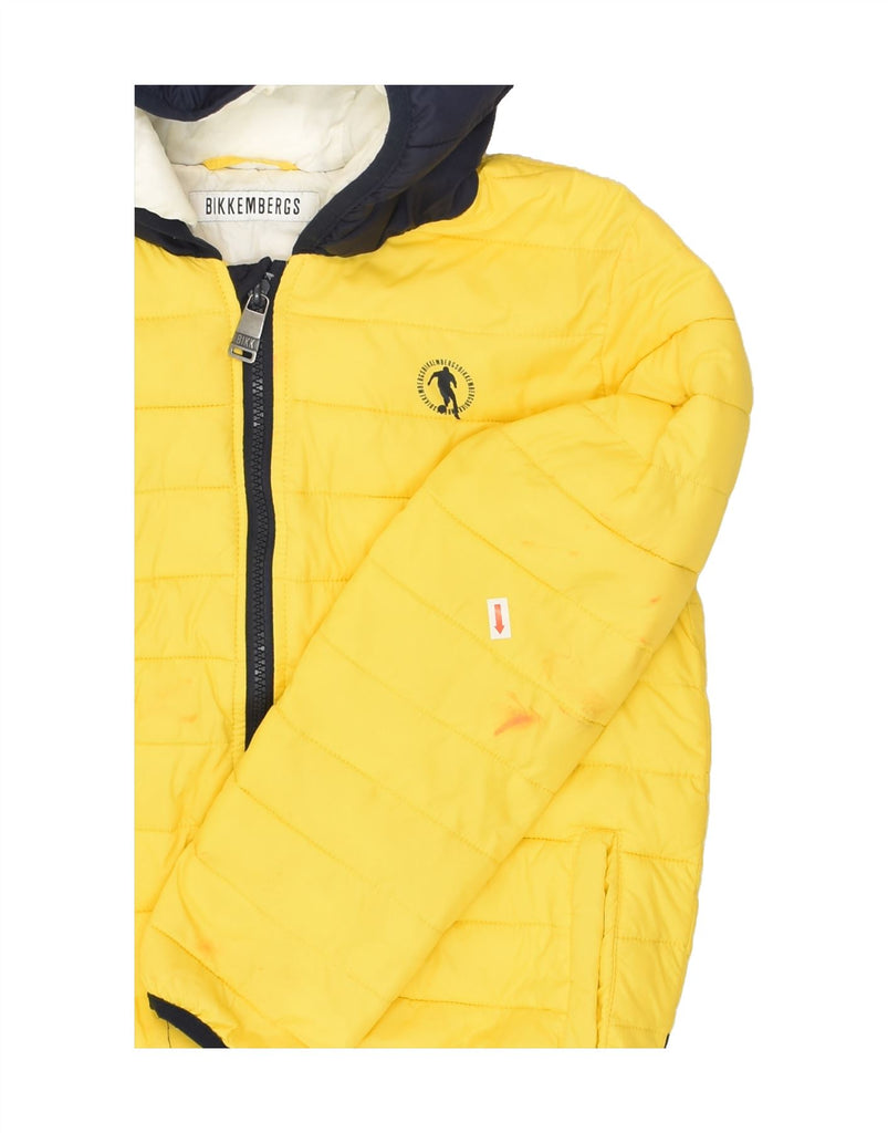 BIKKEMBERGS Boys Hooded Padded Jacket 9-10 Years Yellow Polyamide | Vintage Bikkembergs | Thrift | Second-Hand Bikkembergs | Used Clothing | Messina Hembry 