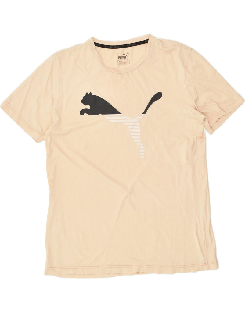 PUMA Mens Graphic T-Shirt Top Medium Beige | Vintage Puma | Thrift | Second-Hand Puma | Used Clothing | Messina Hembry 