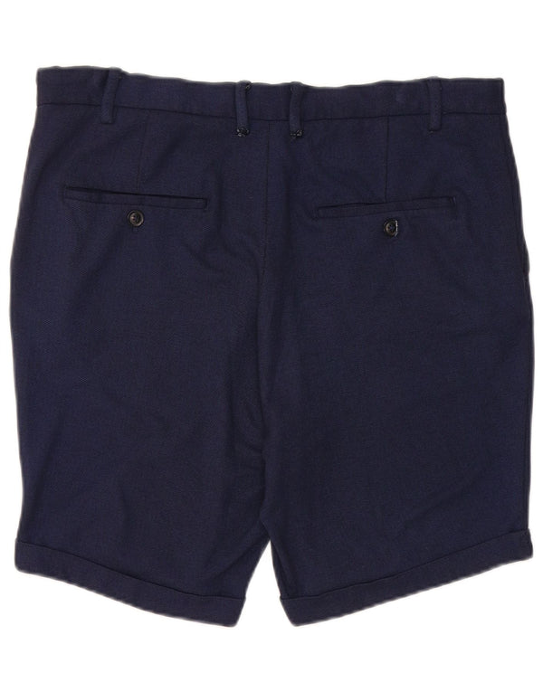 Zara Mens Chino Shorts EU 42 Large W32 Navy Blue Viscose