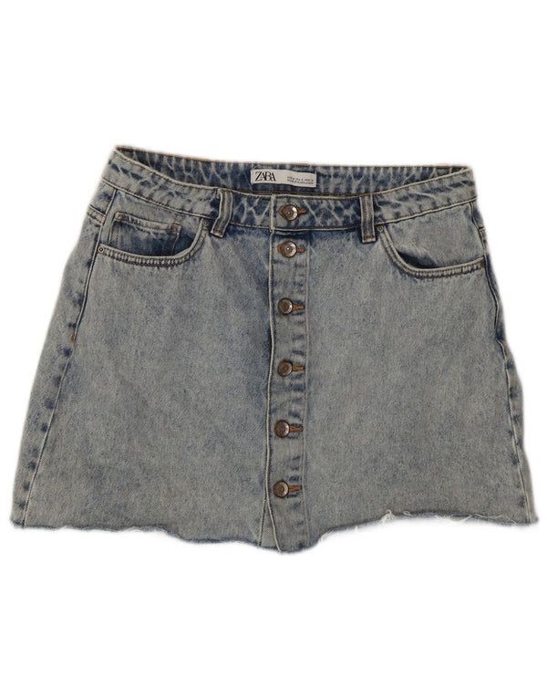 Zara Womens Acid Wash Mini Denim Skirt Medium W28 Blue