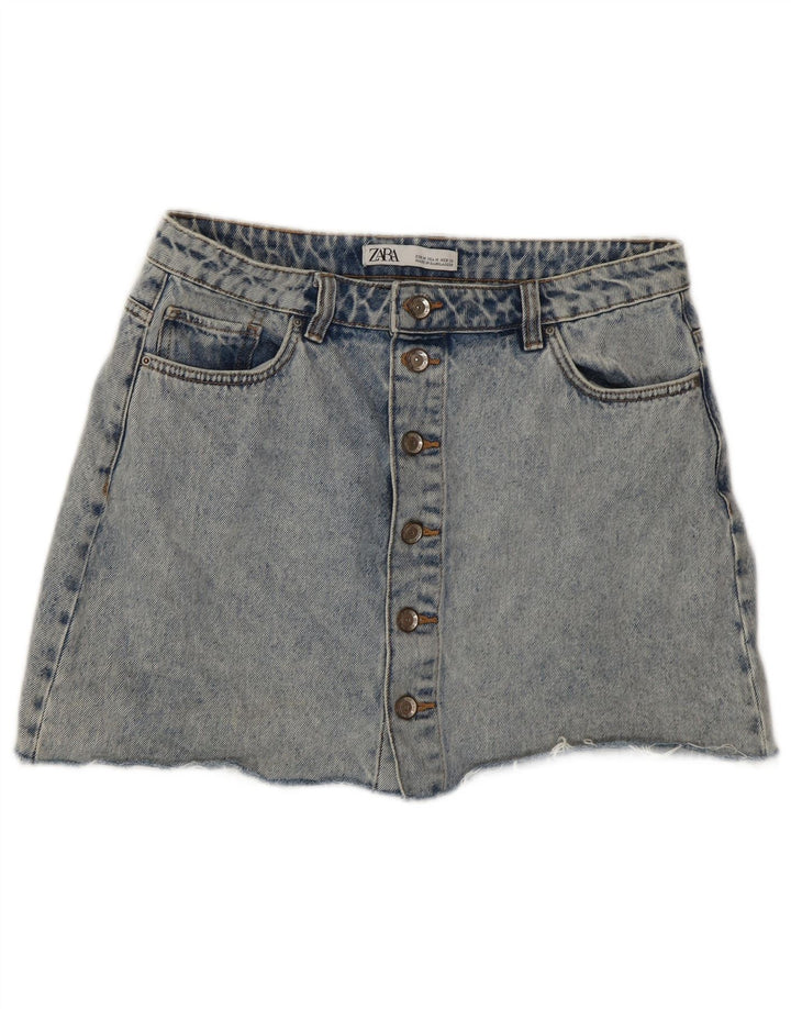 Zara Womens Acid Wash Mini Denim Skirt Medium W28 Blue
