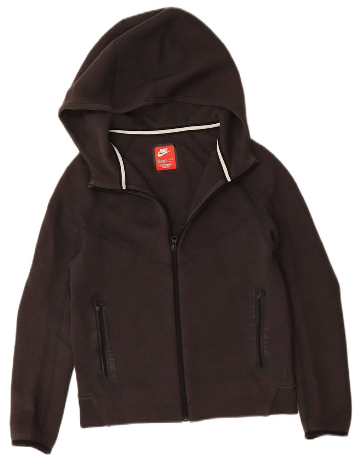 NIKE Boys Zip Hoodie Sweater 10-11 Years Medium Grey Cotton