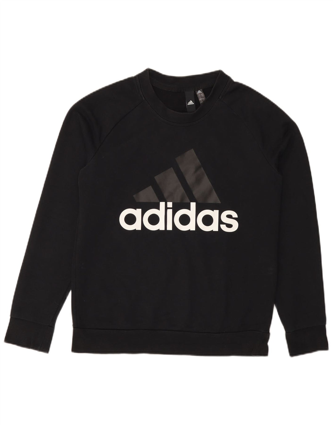 ADIDAS Womens Graphic Sweatshirt Jumper UK 12/14 Medium Black Cotton